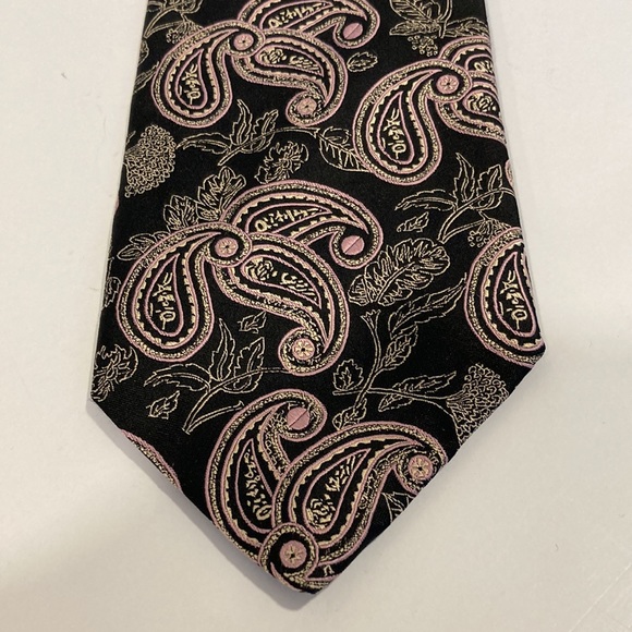 Robert Talbott Best of Class Tie Black with Pink Paisley - Picture 7 of 9